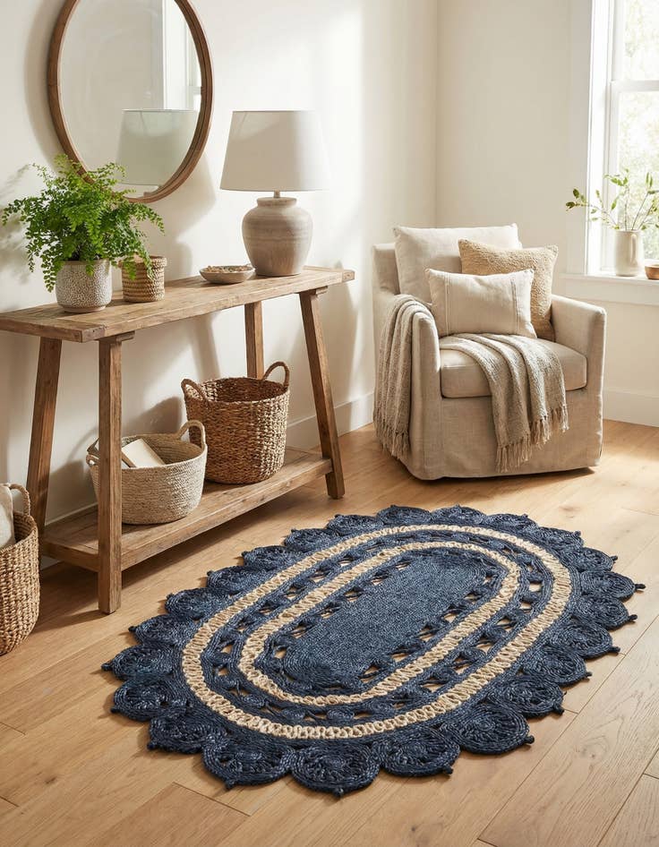 Detail image of 4' 1 x 6' 1  Hand Braided Jute Oval Rug