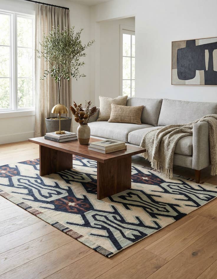 Detail image of 5' 1 x 6' 4  Hand Woven Kilim Modern Wool Rug