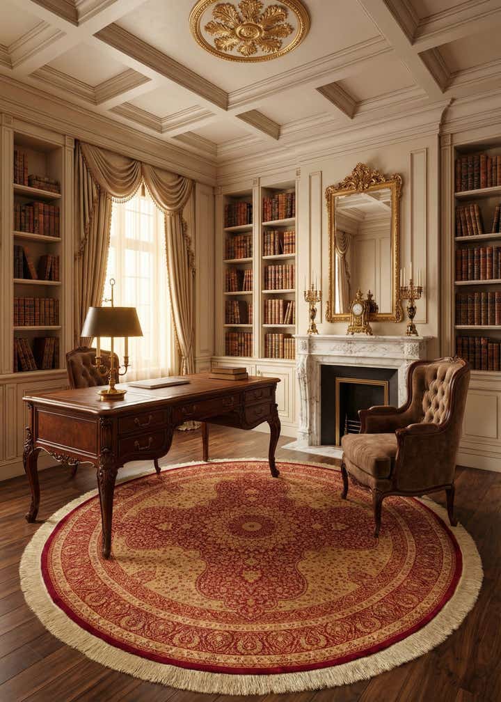 6' 7 x 6' 7 Ghom Silk Round Rug