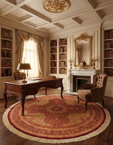 6' 7 x 6' 7 Ghom Silk Round Rug