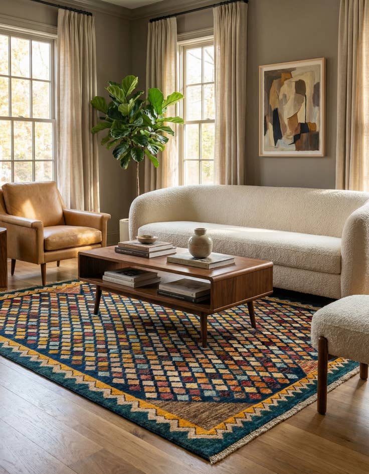 Detail image of 5' 1 x 6' 2  Hand Knotted Modern Ziegler Wool Rug