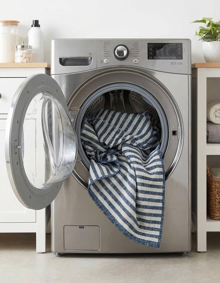 Detail image of 2' x 8'  Washable Striped Indoor / Outdoor Runner Rug