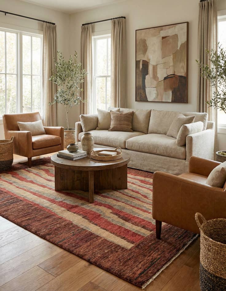 Detail image of  5' 5 x 7' 5  Hand Knotted Modern Ziegler Rug