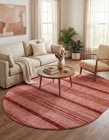 Rusty Pink Rose Gemstone Oval Rug