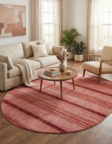 Rusty Pink Rose Gemstone Oval Rug