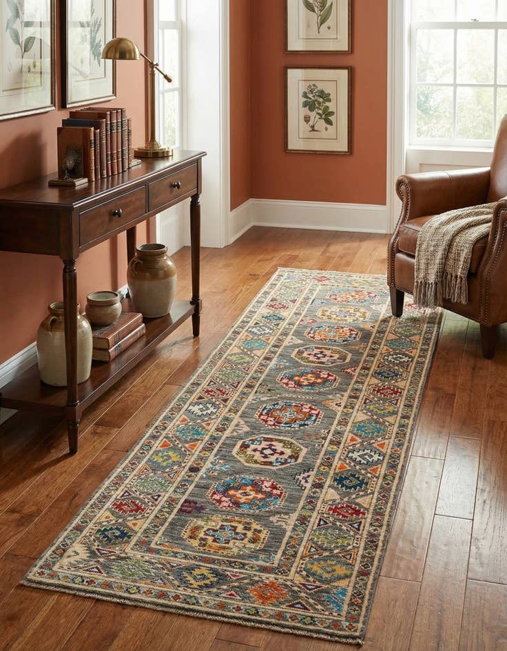 Detail image of 2' 8 x 9' 10  Hand Knotted Kazak Runner Rug