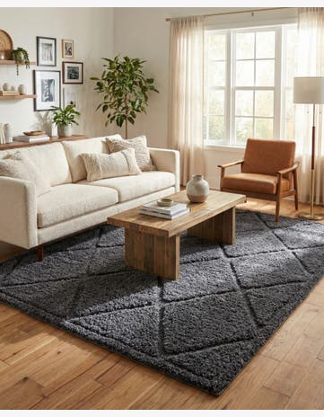 Dark Gray Trellis Shag Rug