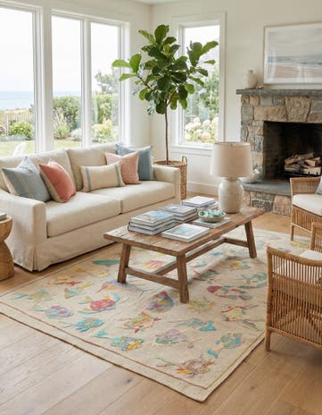4' 3 x 5' 8 Hand Woven Kilim Suzani Wool Rug
