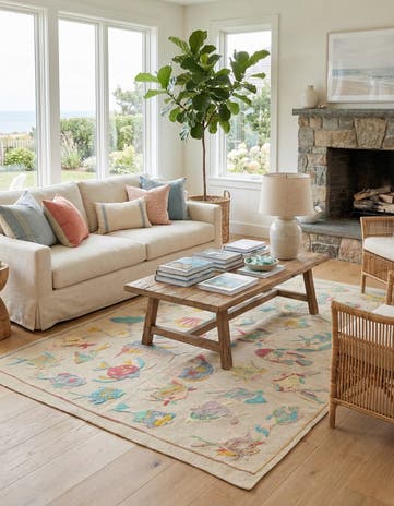 4' 3 x 5' 8 Hand Woven Kilim Suzani Wool Rug