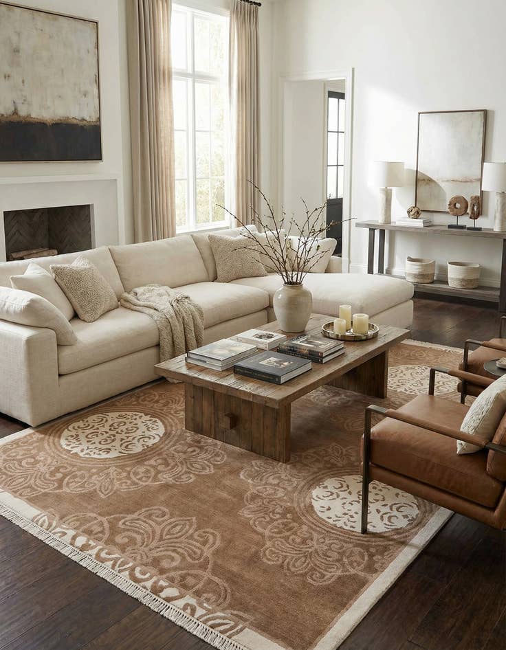 Detail image of 6' 9 x 10'  Hand Knotted Darya Wool Rug