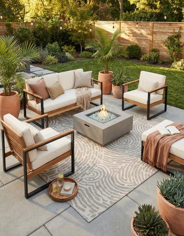 Gray Easy-Clean Modern Indoor / Outdoor Square Rug