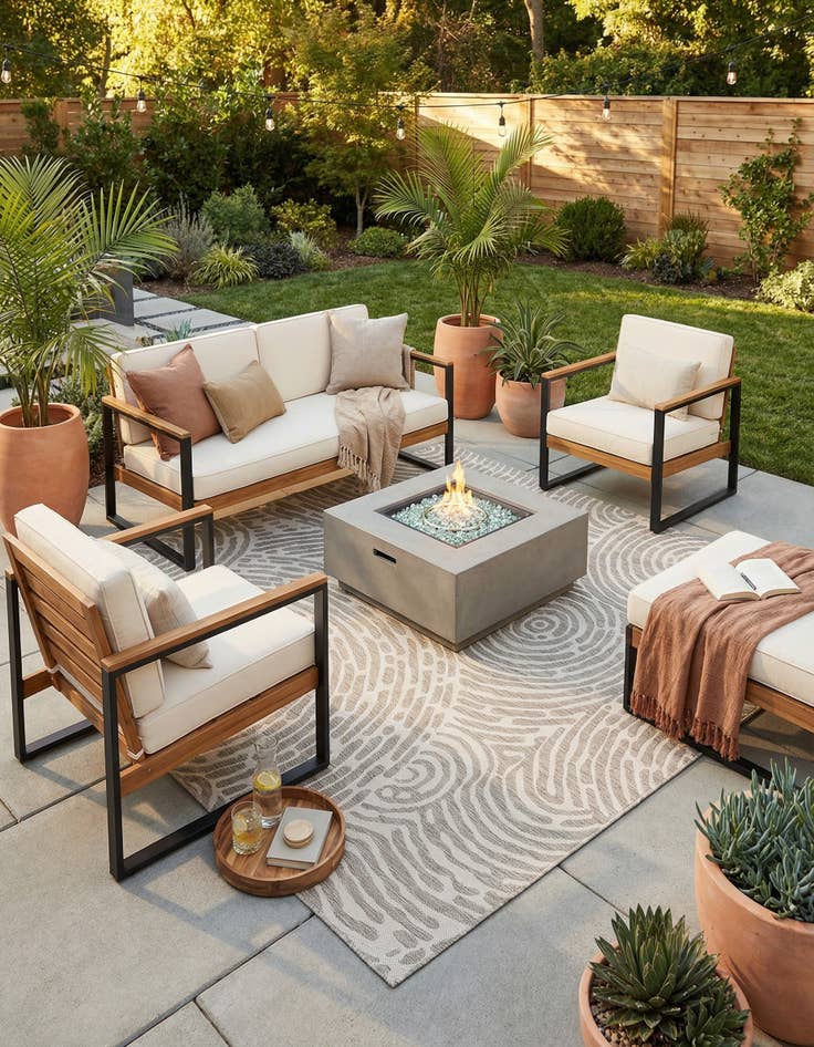 Detail image of  7' 10 x 7' 10  Washable Modern Indoor / Outdoor Square Rug