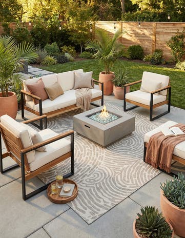 Gray Easy-Clean Modern Indoor / Outdoor Square Rug