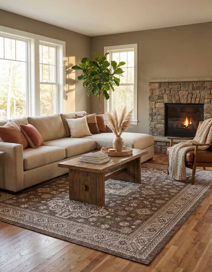 Detail image of 9' x 12'  Washable Aztec Indoor / Outdoor Rug