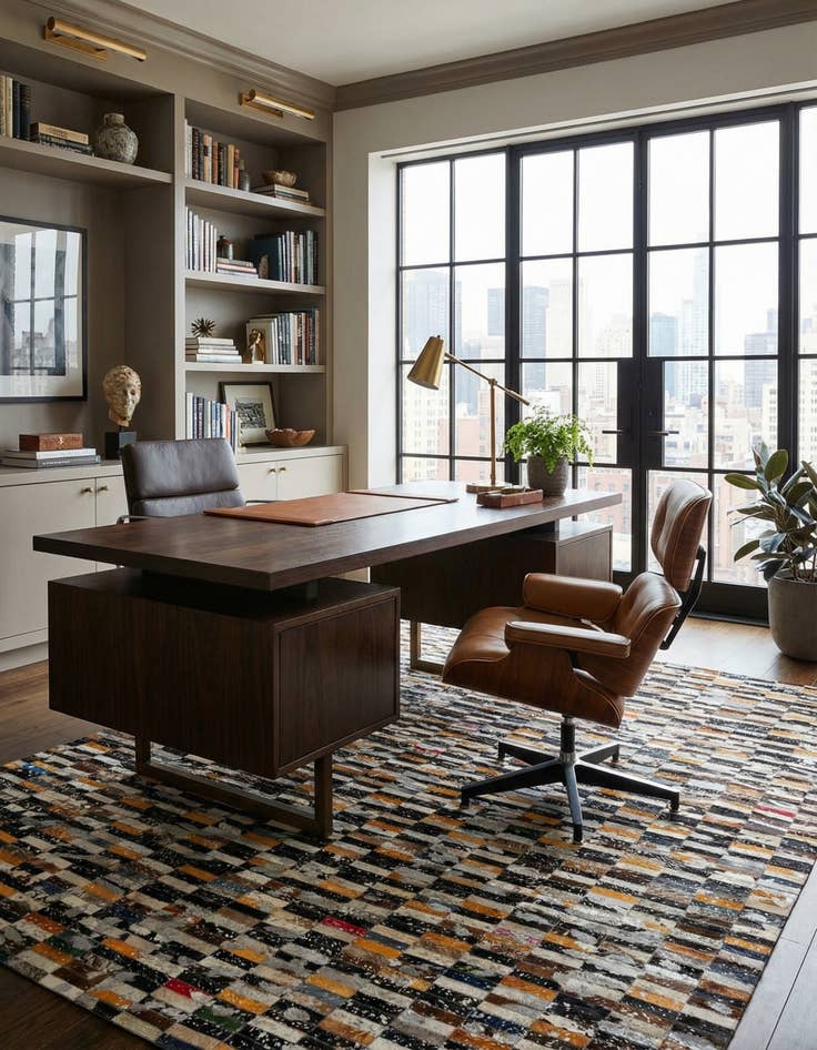 Detail image of  5' 2 x 8' 1 Cowhide - Patchwork Rug