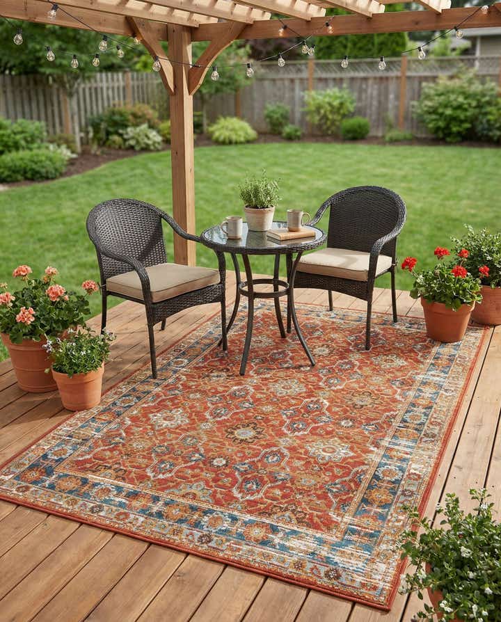 4' x 6' Easy-Clean Traditional Indoor / Outdoor Rug