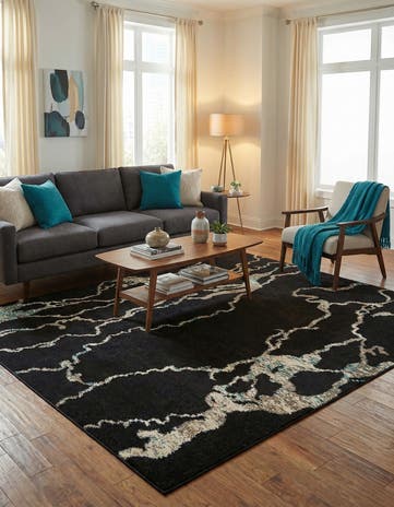 Navy Blue Madeline Square Rug