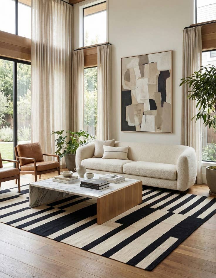 Detail image of 5' 8 x 7' 9  Hand Woven Kilim Modern Wool Rug