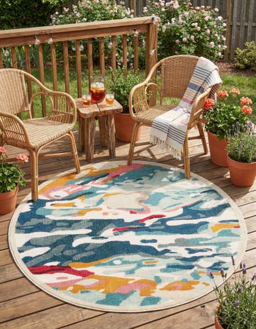 6' x 6' Easy-Clean Casablanca Indoor / Outdoor Round Rug