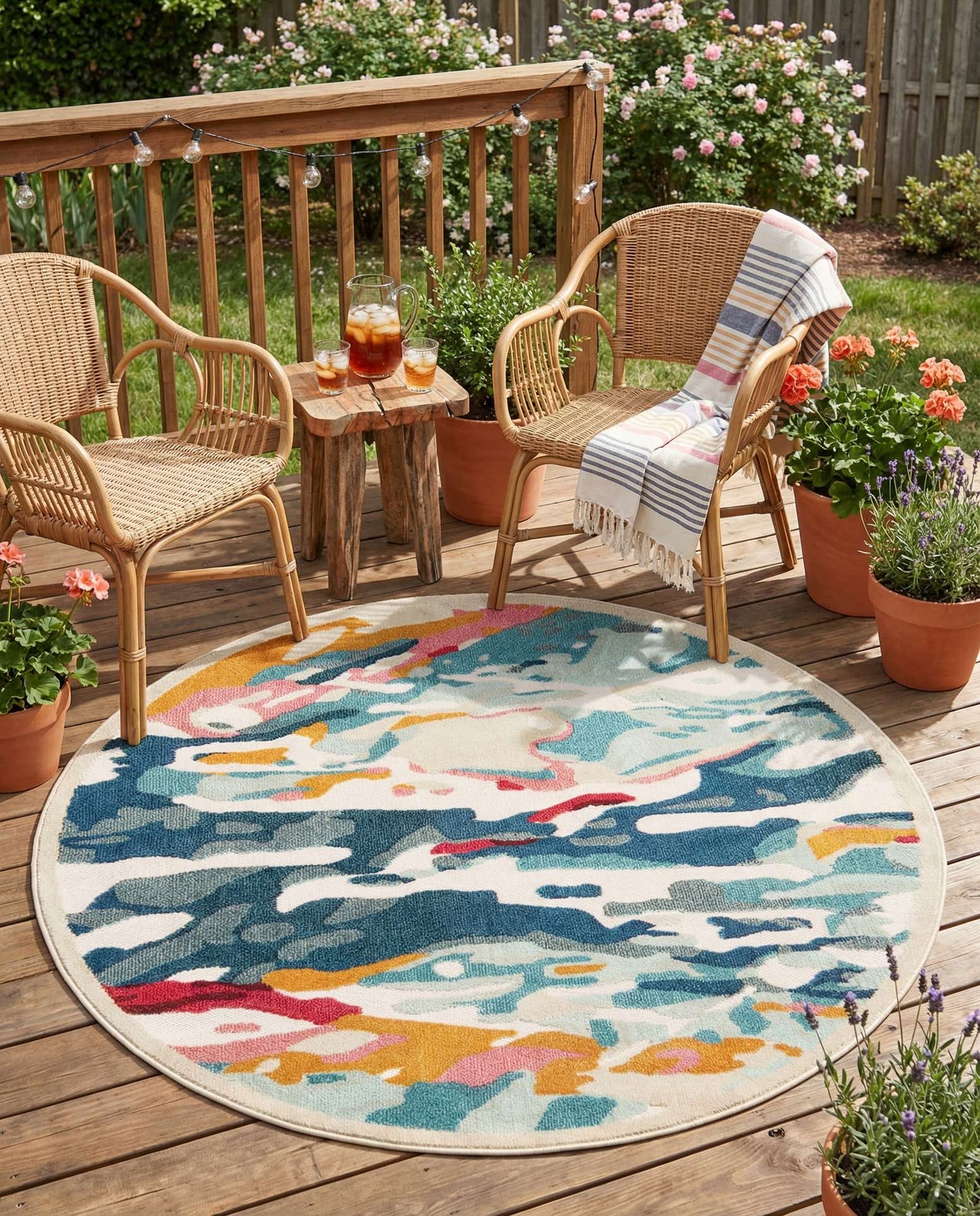 6' x 6' Easy-Clean Casablanca Indoor / Outdoor Round Rug