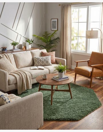 Green Everyday Shag Octagon Rug