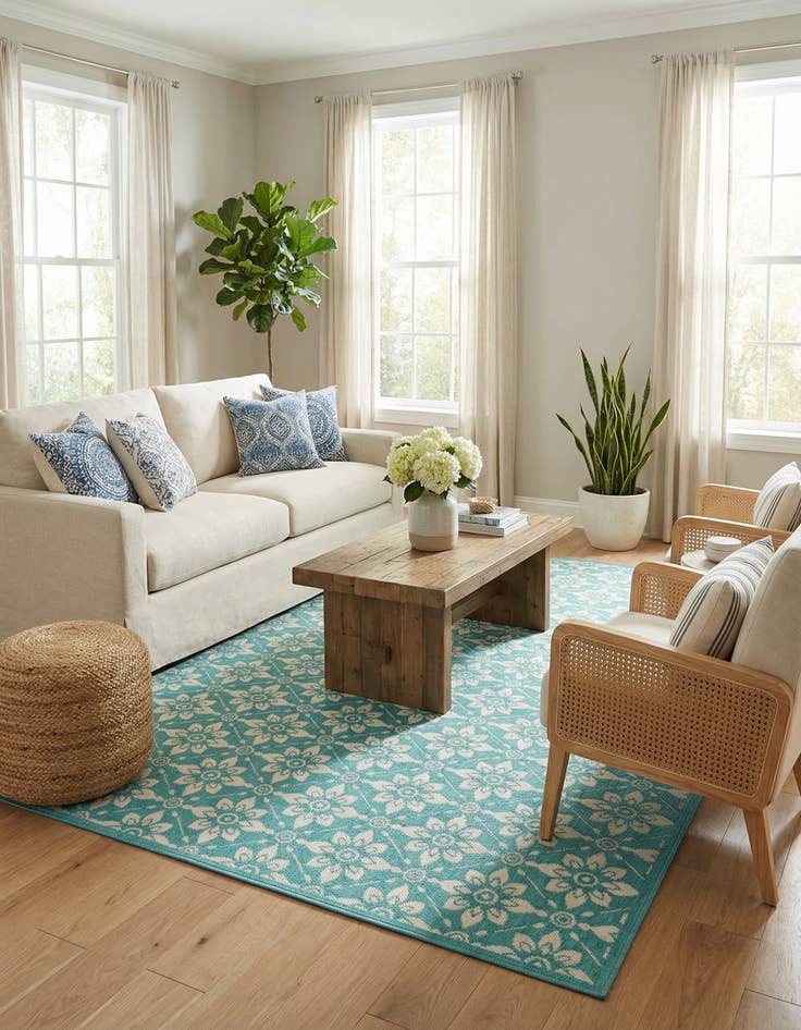 Detail image of  7' 10 x 10'  Washable Lattice Indoor / Outdoor Rug