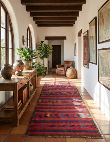 4' 1 x 10' 8 Hand Woven Kilim Fars Wool Runner Rug