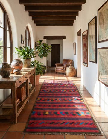 4' 1 x 10' 8 Hand Woven Kilim Fars Wool Runner Rug