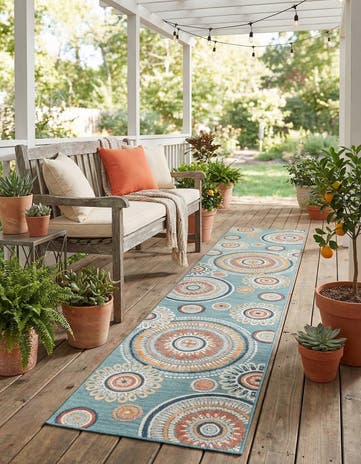 2' 7 x 12' Easy-Clean Botanical Indoor / Outdoor Runner Rug