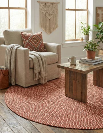 6' 1 x 6' 1 Handmade Tweed Braided Jute Round Rug