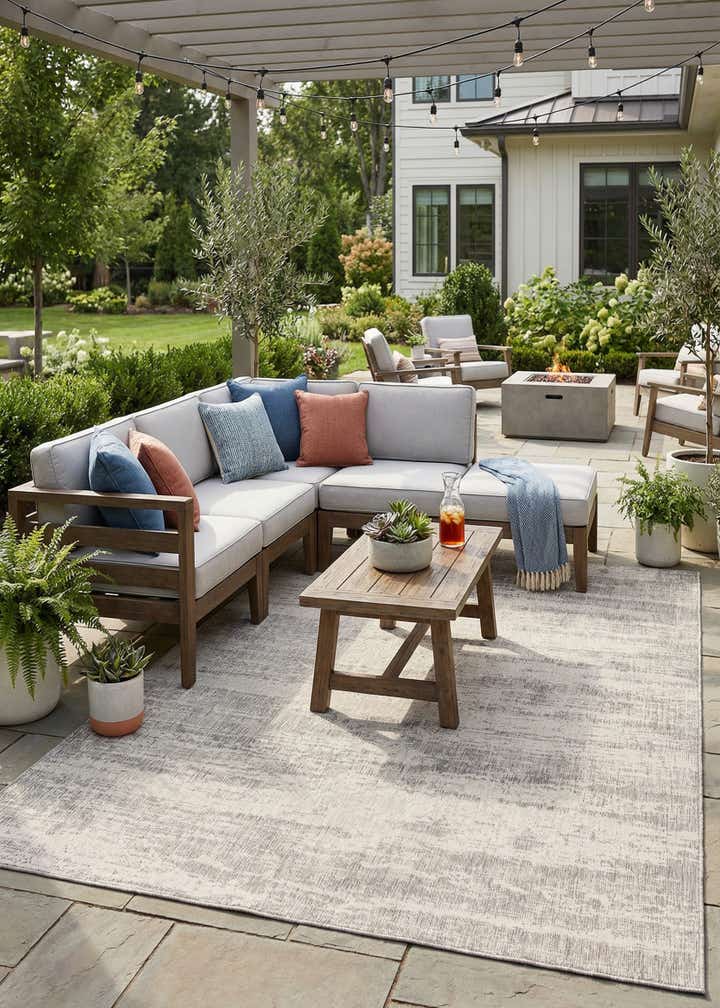 7' 10 x 11' Easy-Clean Modern Indoor / Outdoor Rug