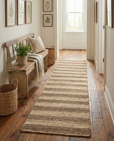  2' 7 x 10'  Hand Braided Jute Runner Rug