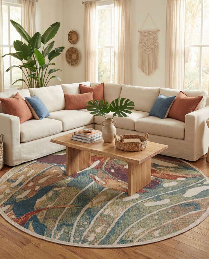 7' 10 x 7' 10 Easy-Clean Baja Indoor / Outdoor Round Rug