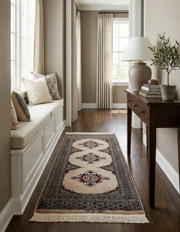2' x 3' 11 Hand Knotted Bokhara Wool Runner Rug