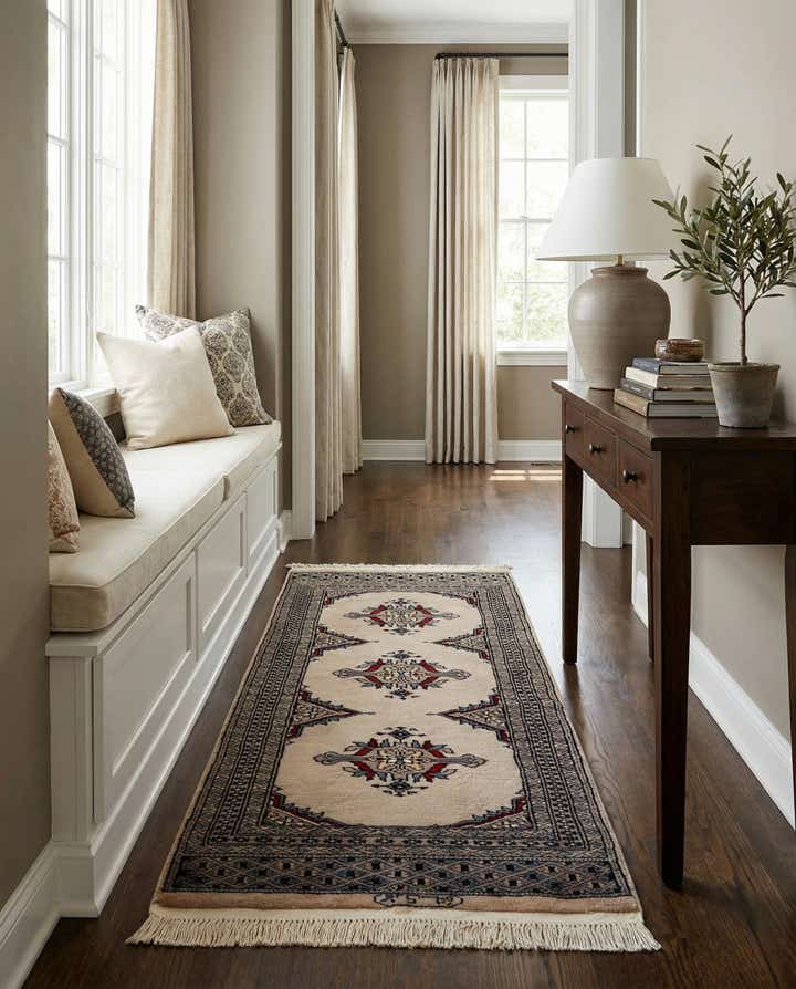 2' x 3' 11 Hand Knotted Bokhara Wool Runner Rug