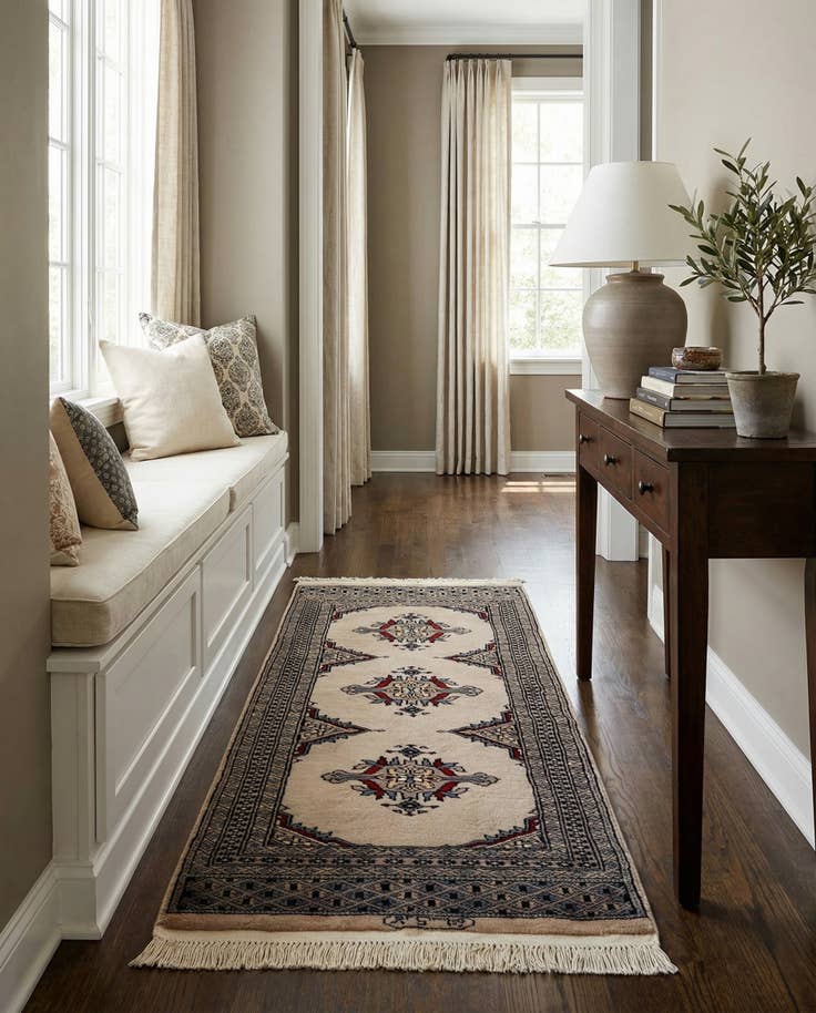 Detail image of 2' x 3' 11 Hand Knotted Bokhara Wool Runner Rug