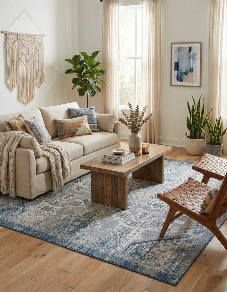 Detail image of 10' x 10'  Washable Aztec Indoor / Outdoor Square Rug