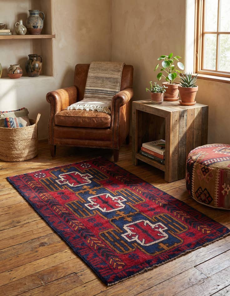 Detail image of  2' 10 x 4' 7  Hand Knotted Balouch Persian Wool Rug