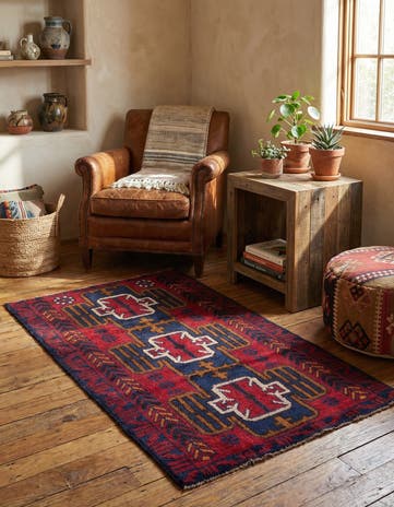 2' 10 x 4' 7 Hand Knotted Balouch Persian Wool Rug