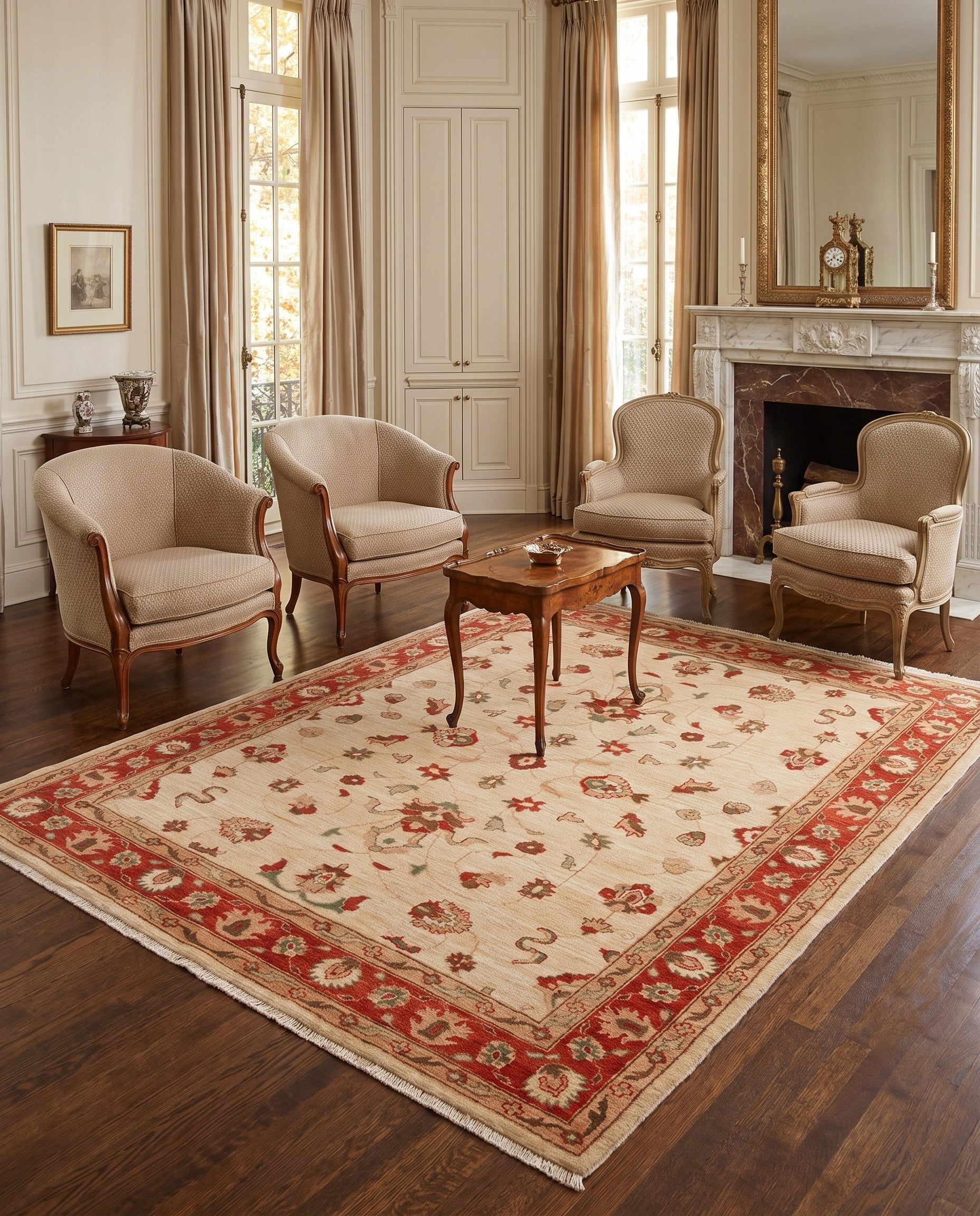 4' 11 x 6' 2 Hand Knotted Ziegler Rug