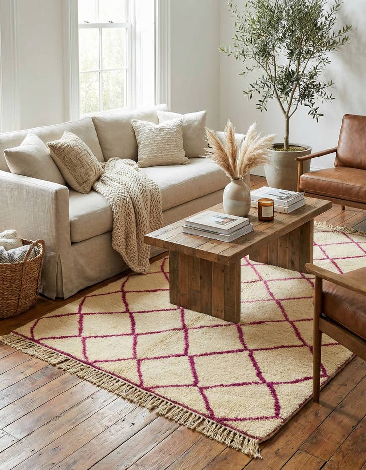 Detail image of 5' 6 x 8' 6  Hand Knotted Moroccan Wool Rug