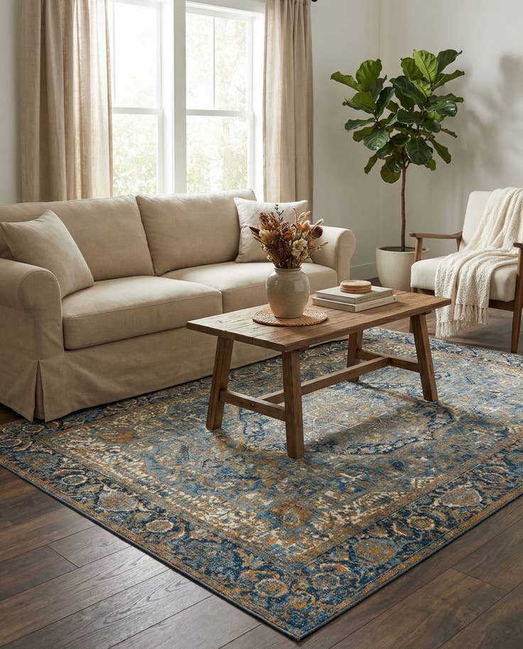 Detail image of 5' 3 x 8' Easy-Clean Traditional Indoor / Outdoor Rug