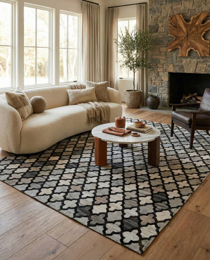 Detail image of 8' 1 x 9' 11 Cowhide - Patchwork Rug