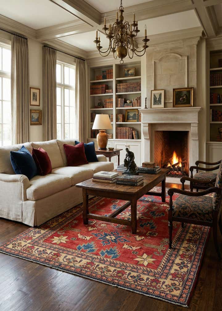 6' 1 x 8' 5 Hand Knotted Kazak Wool Rug