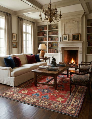 6' 1 x 8' 5 Hand Knotted Kazak Wool Rug