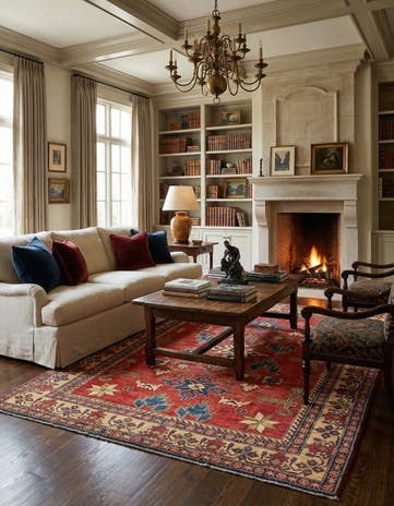 6' 1 x 8' 5 Hand Knotted Kazak Wool Rug