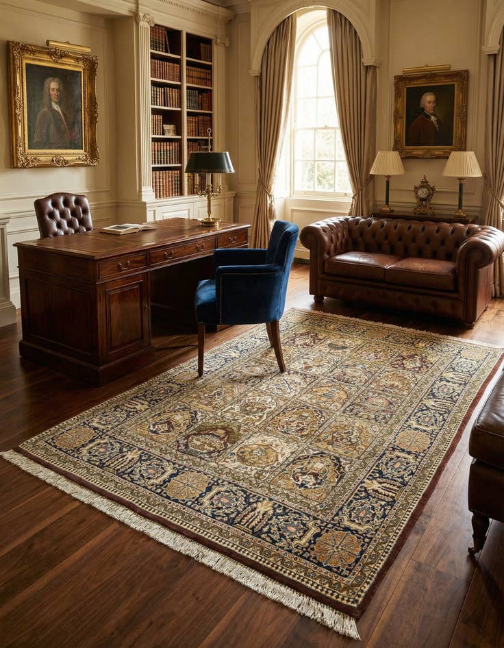 Detail image of 4' 7 x 6' 10 Ghom Silk Rug