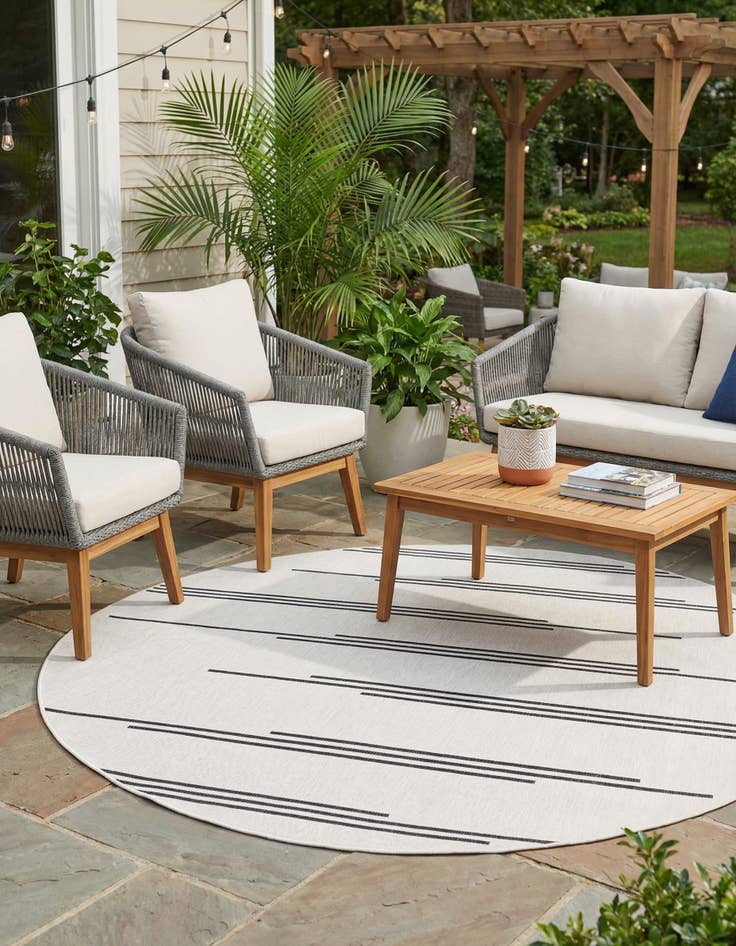 Detail image of 7' 10 x 7' 10  Washable Modern Indoor / Outdoor Round Rug