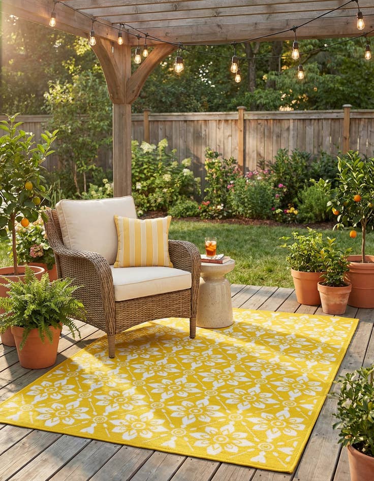 Detail image of 4' x 6' Easy-Clean Trellis Indoor / Outdoor Rug