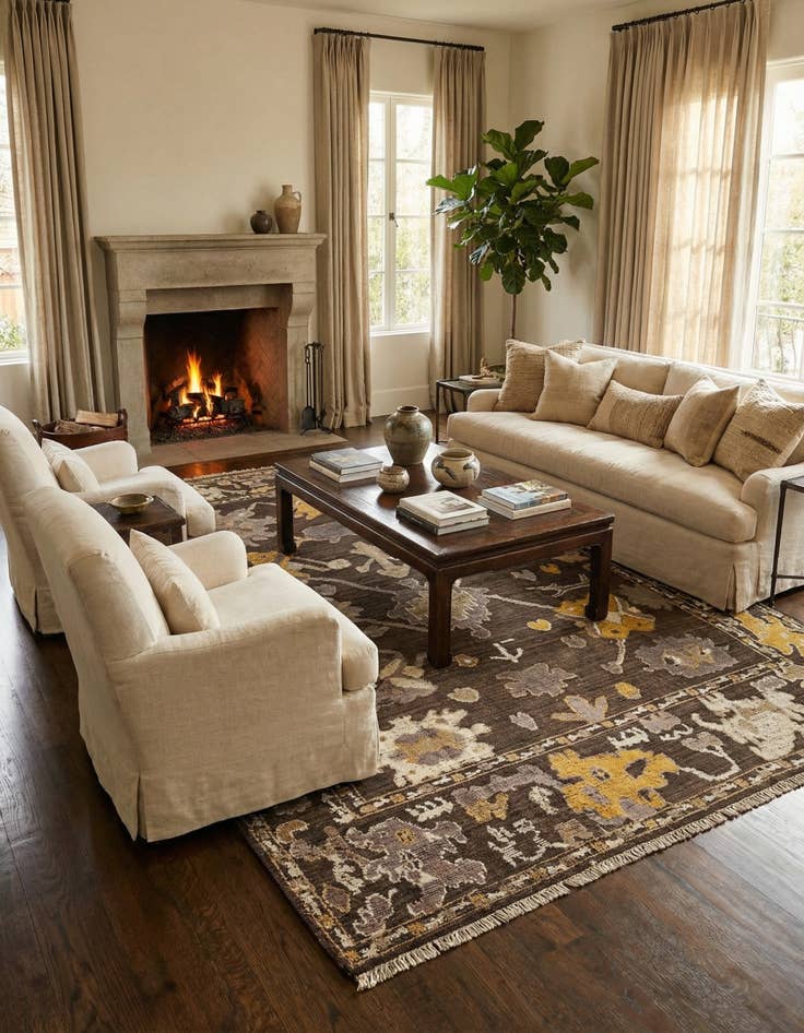 Detail image of 10' 2 x 14'  Hand Knotted Oushak Wool Rug